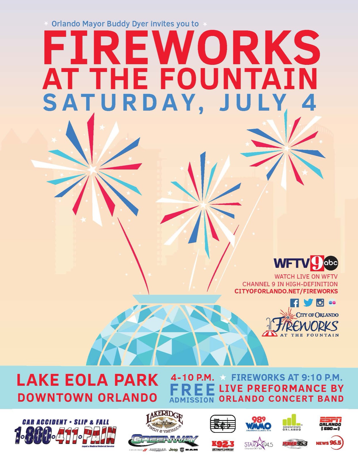 Fireworks At The Fountain Flyer
