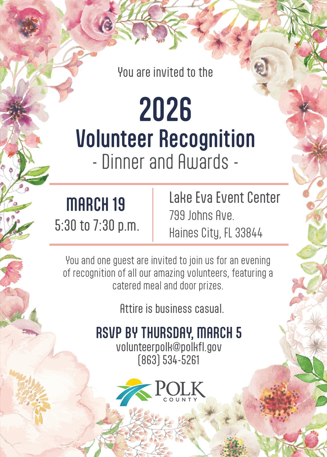 Volunteer Polk 2026 Volunteer Recognition Invite